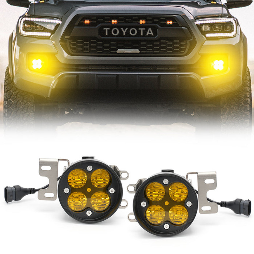 Image of Roxmad LED Fog Lights With Yellow Lens For 2005-Later Toyota Tacoma.