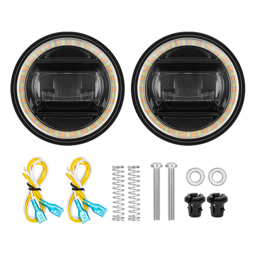 Image of Roxmad Fog Light Assembly With Halo Ring DRL/Turn Signals For 2005-2011 Toyota Tacoma.
