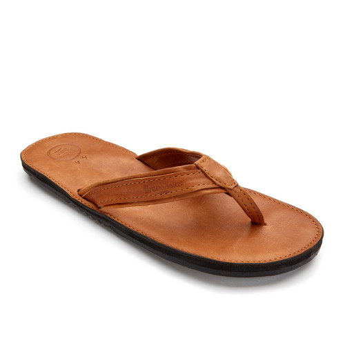 Padre Caramel men's leather flip flop front view