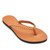 Front side view of The Trenza  leather flip flop sustainably made with upcycled tire soles by  Brave Soles in caramel color