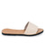 Side view of The Linda Women's Leather Slide Sandal in ivory and natural color, sustainably made by Brave Soles