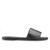 Low side view of theThe Linda Women's Leather Slide Sandal in black color, sustainably made by Brave Soles