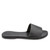 Side view of theThe Linda Women's Leather Slide Sandal in black color, sustainably made by Brave Soles