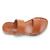 Top view of the Ophelia Leather slide sandals sustainably made by Brave Soles in caramel color