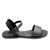 Side view of the Aventura Women's walking sandal sustainably made by Brave Soles in classic black color