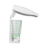 White CirculAir 90 Dispenser Facing Right with Cover Open to Show an Installed Refill