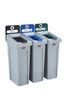 Rubbermaid Slim Jim Recycling Station Bundle 3 Stream - Landfill (black)/ Paper (blue)/ Mixed Recycling (green)
