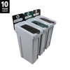 Rubbermaid Slim Jim 3-Stream Recycling Station Bundle - General Waste/Mixed Recycling/Food Waste