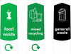 Rubbermaid Slim Jim 3-Stream Recycling Starter Pack - General Waste/Mixed Recycling/Food Waste - 1876491 - General, Mixed & Food Waste stickers