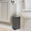 Rubbermaid Round Pedal-Operated Wastebasket - 6 Ltr - Charcoal - Situated Between Toilet & Cupboard