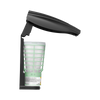 Black CirculAir 90 Dispenser Facing Right with Cover Open to Show an Installed Refill