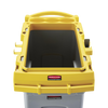 Close-Up Elevated Image Showing Rubbermaid Slim Jim Rim Caddy in Yellow Fitted to Grey Slim Jim