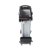 Slightly Elevated Image Showing Rubbermaid Slim Jim Rim Caddy in Black Fitted to Grey Slim Jim on a Dolly