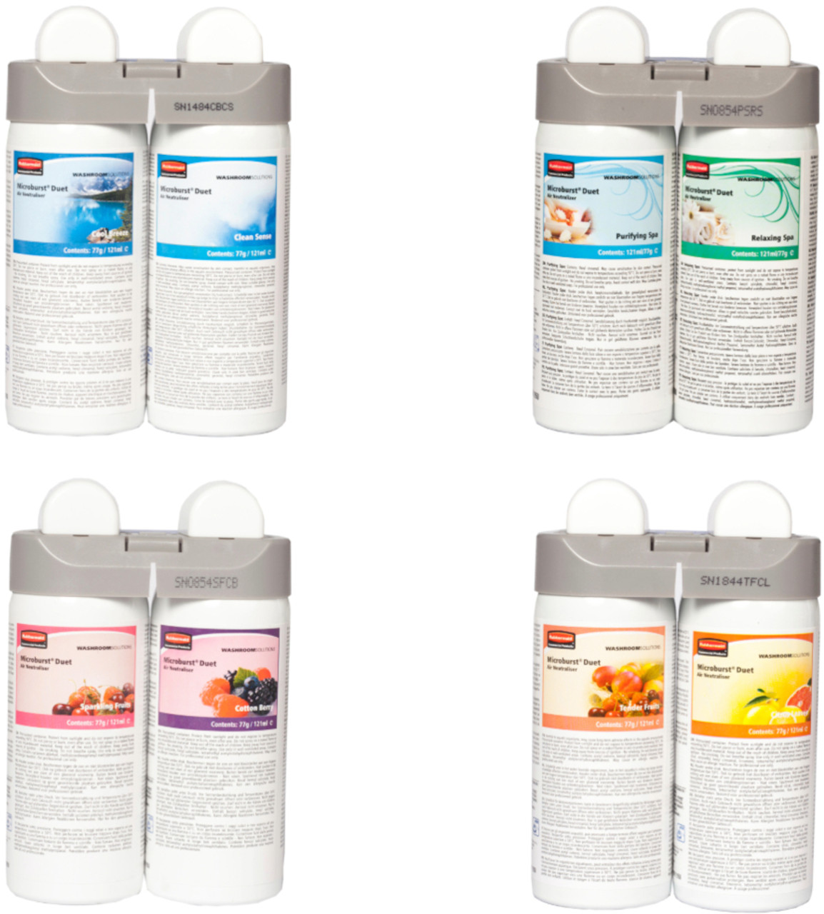 Rubbermaid Microburst Duet Mixed Refills Pack - 4 Aerosols