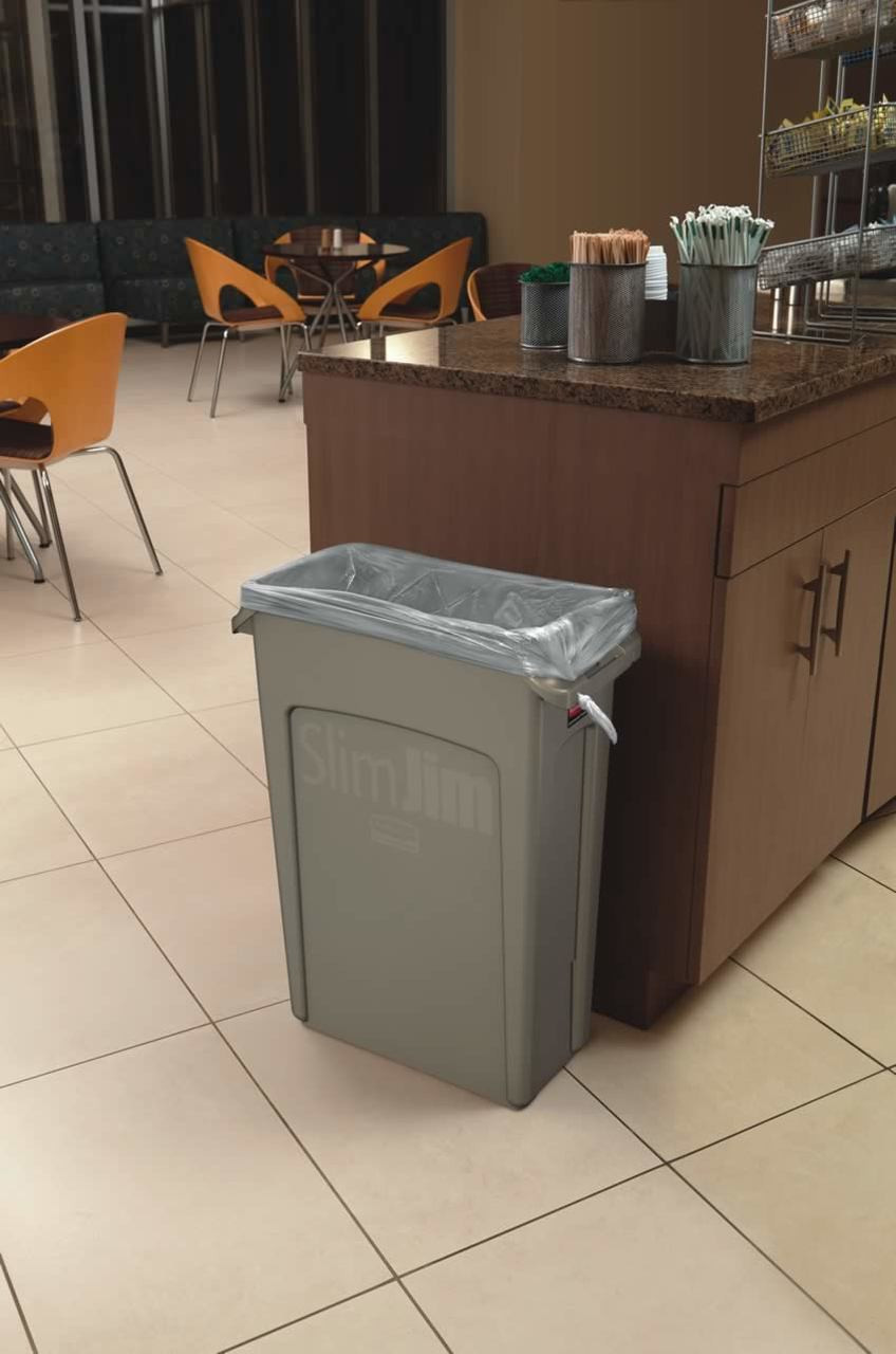 Rubbermaid Slim Jim with Venting Channels - 60 Ltr - Black