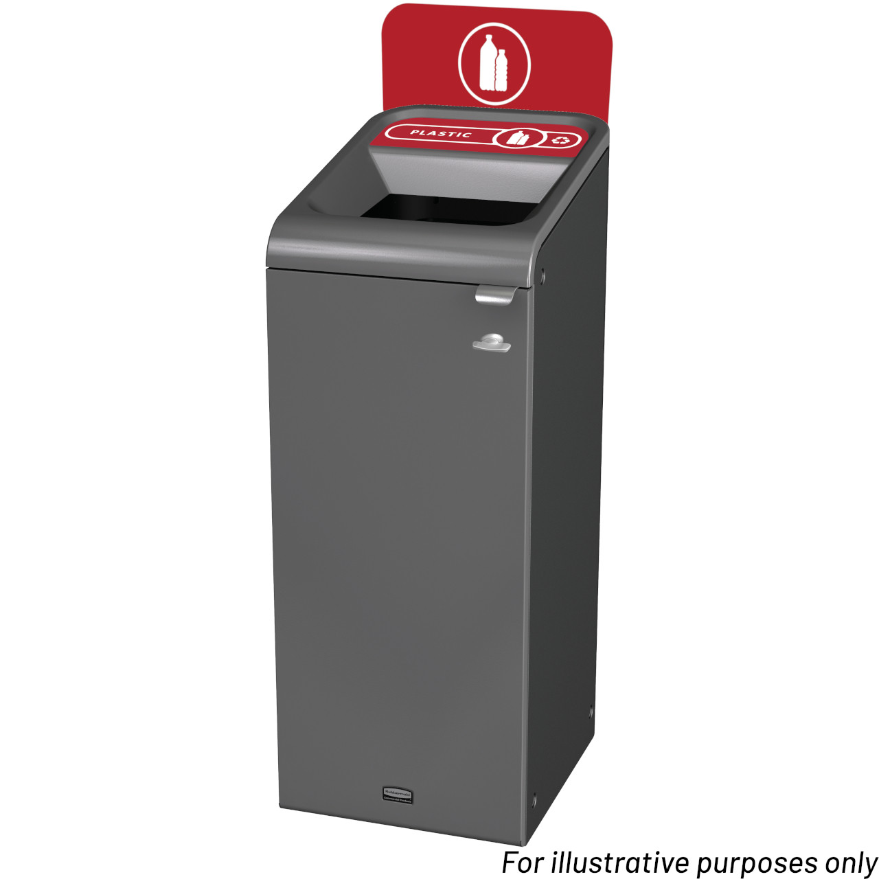 2154725 - Rubbermaid Configure Container with Plastic Recycling Label - 57 Ltr - Red - Fitted with Optional Billboard