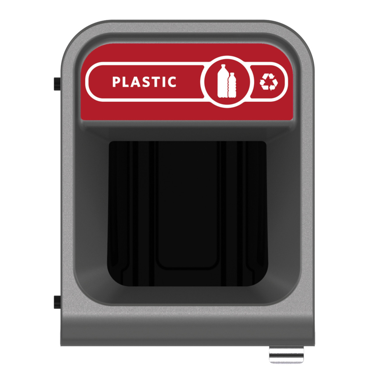 2154725 - Rubbermaid Configure Container with Plastic Recycling Label - 57 Ltr - Red - Overhead Showing Label and Aperture
