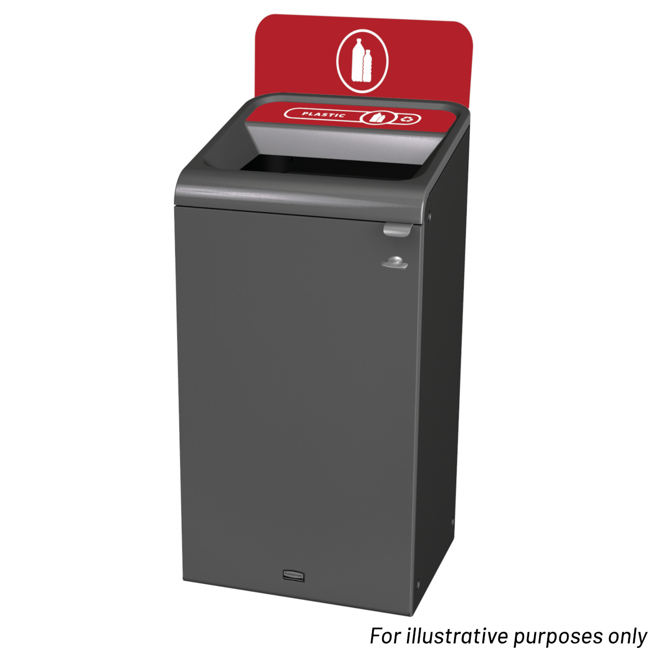 2154752 - Rubbermaid Configure Container with Plastic Recycling Label - 87 Ltr - Red - Fitted with Optional Billboard