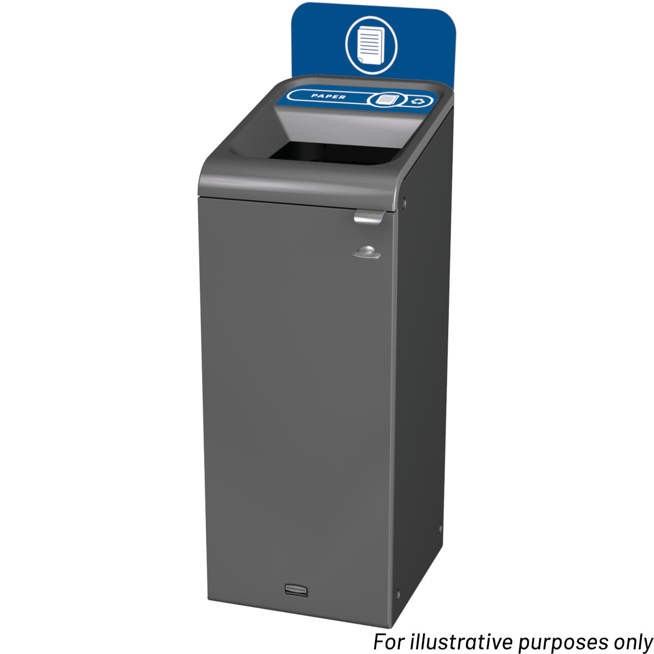 2154726 - Rubbermaid Configure Container with Paper Recycling Label - 57 Ltr - Blue - Fitted with Optional Billboard