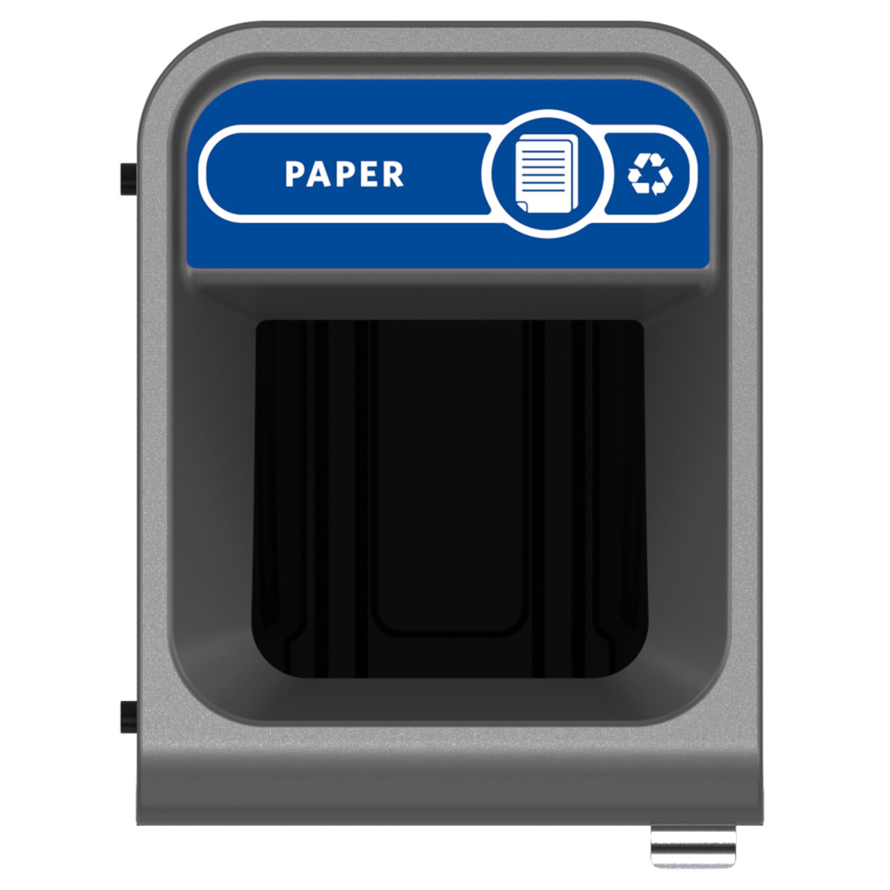 2154726 - Rubbermaid Configure Container with Paper Recycling Label - 57 Ltr - Blue - Overhead Showing Label & Aperture