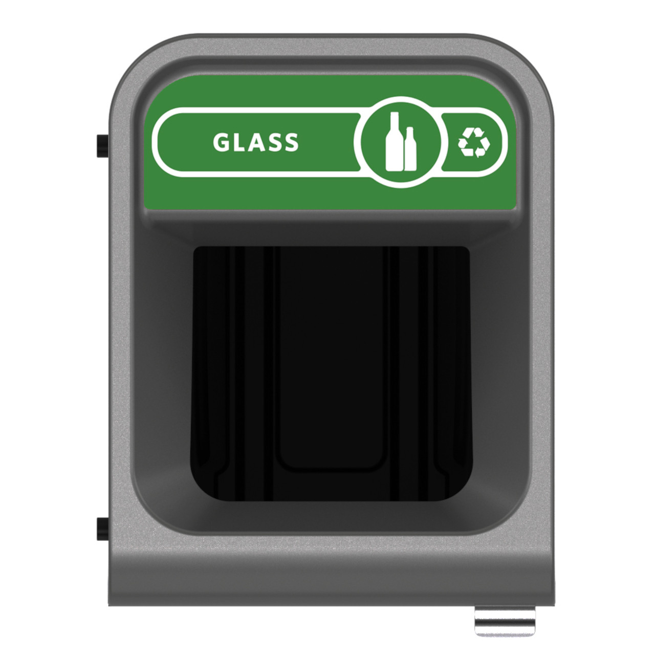 2154727 - Rubbermaid Configure Container with Glass Recycling Label - 57 Ltr - Green - Overhead Showing Label & Aperture
