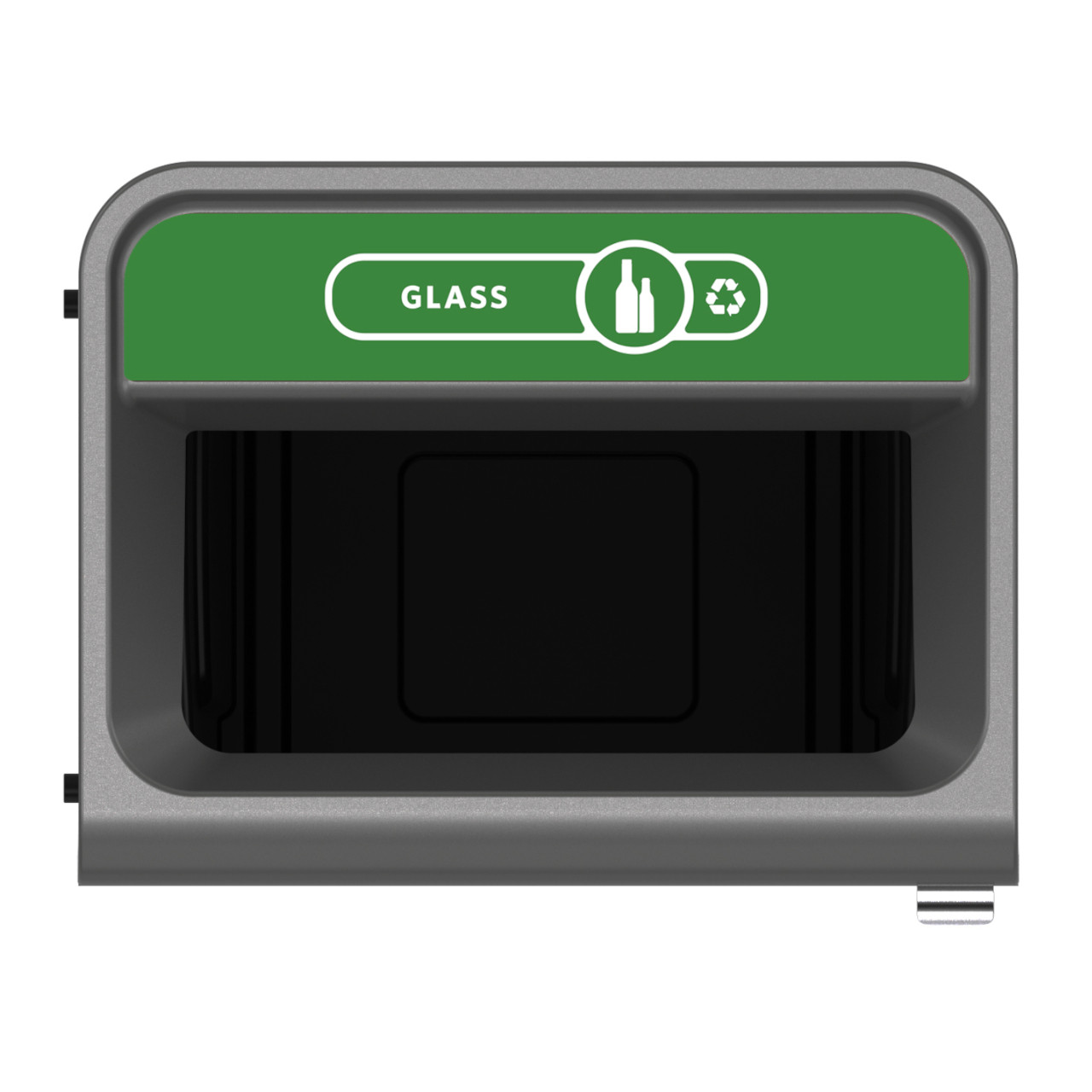 2154761 - Configure Container with Glass Recycling Label - 125 Ltr - Green - Overhead Showing Label & Aperture