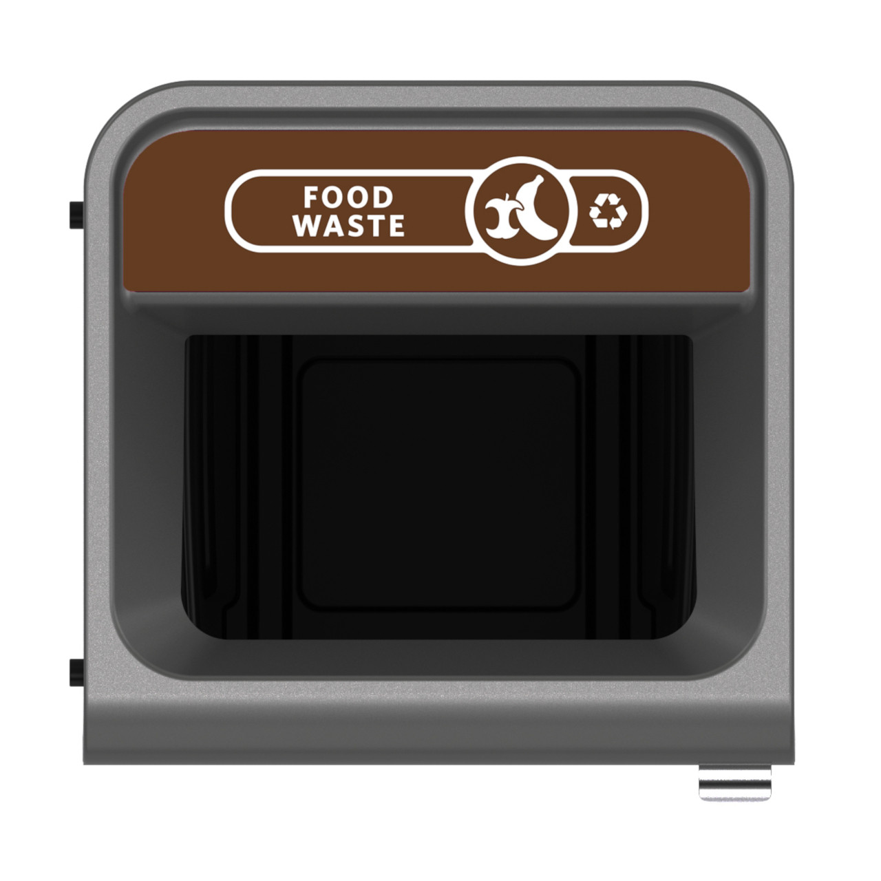 2154756 - Rubbermaid Configure Container with Food Waste Label - 87 Ltr - Brown - Overhead Showing Label & Aperture