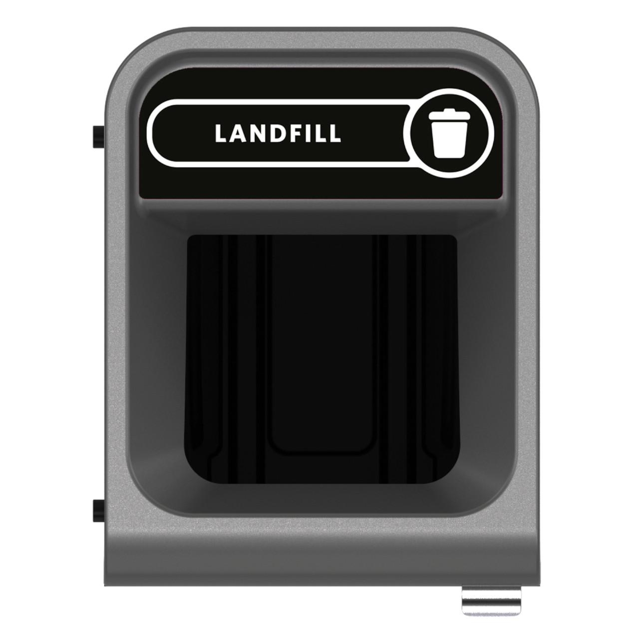 2154730 - Rubbermaid Configure Container with Landfill Label - 57 Ltr - Black - Overhead image of label and aperture