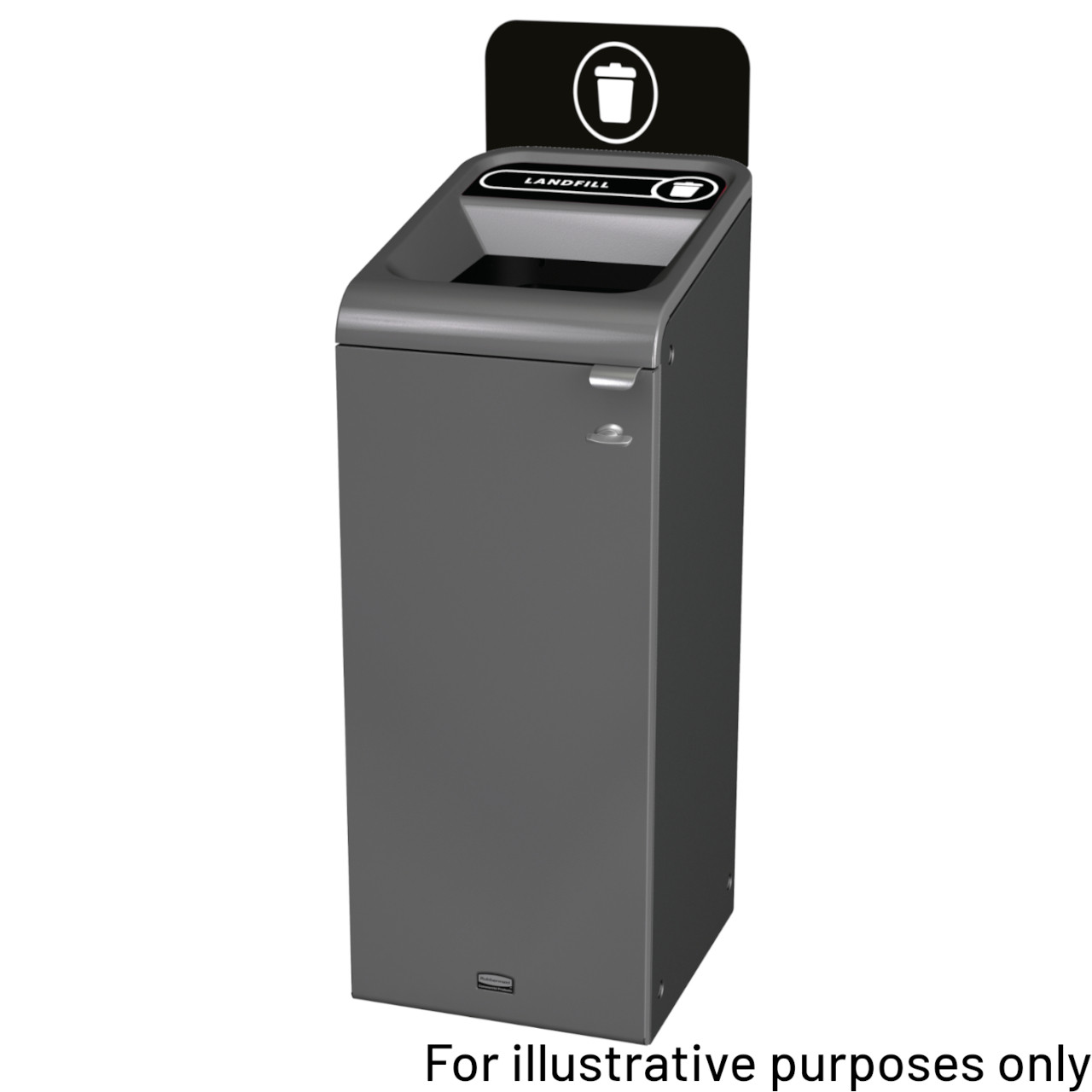 2154730 - Rubbermaid Configure Container with Landfill Label - 57 Ltr - Black - Fitted with Optional Billboard
