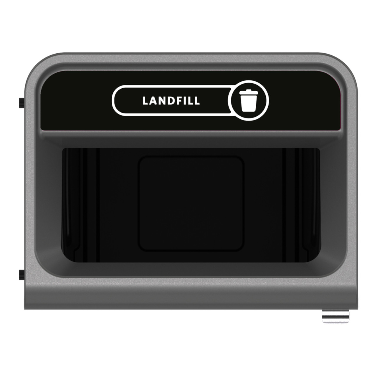 2154764 - Configure Container with Landfill Label - 125 Ltr - Black - Overhead Showing Label & Aperture