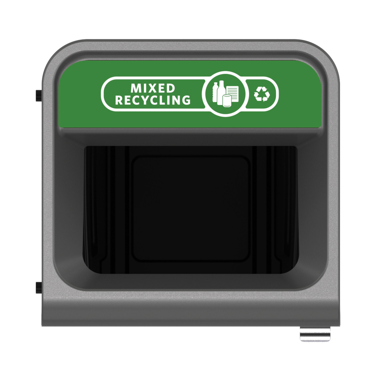 2154758 - Rubbermaid Configure Container with Mixed Recycling Label - 87 Ltr - Green - Overhead Showing Label & Aperture