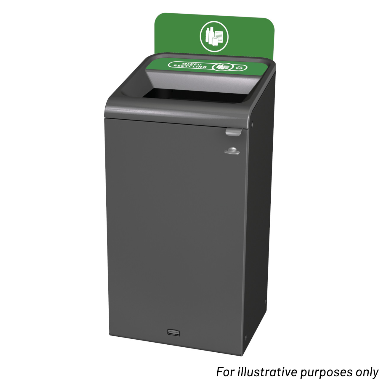 2154758 - Rubbermaid Configure Container with Mixed Recycling Label - 87 Ltr - Green - Fitted with Optional Billboard