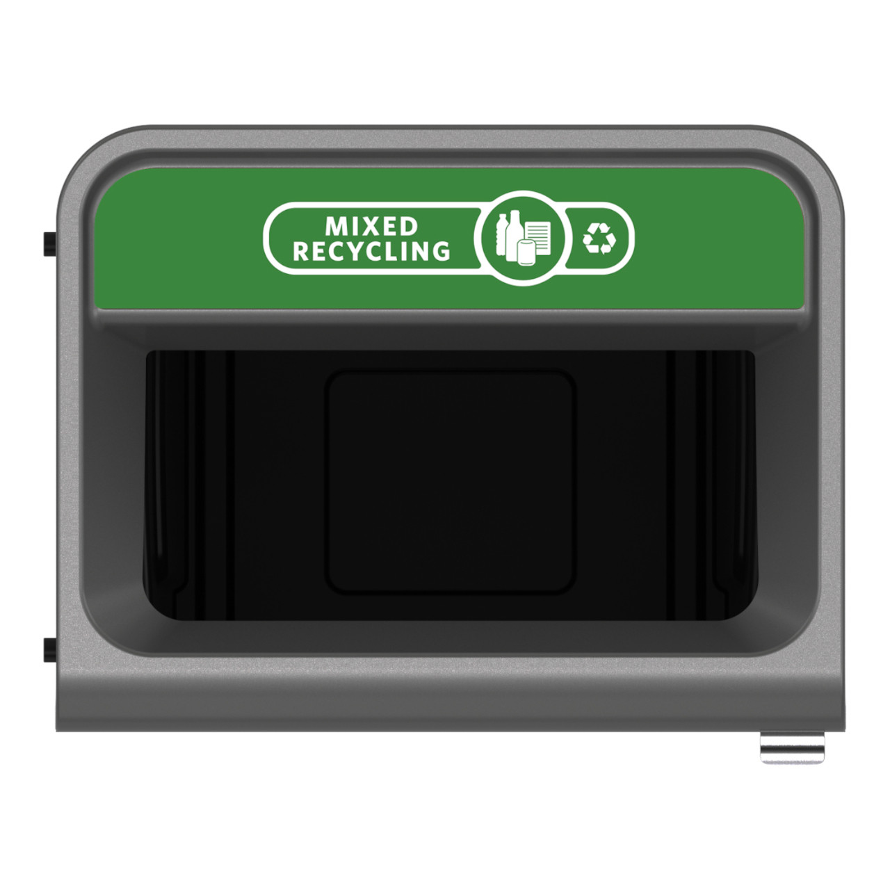 2154765 - Configure Container with Mixed Recycling Label -125 Ltr - Green - Overhead Showing Label & Aperture