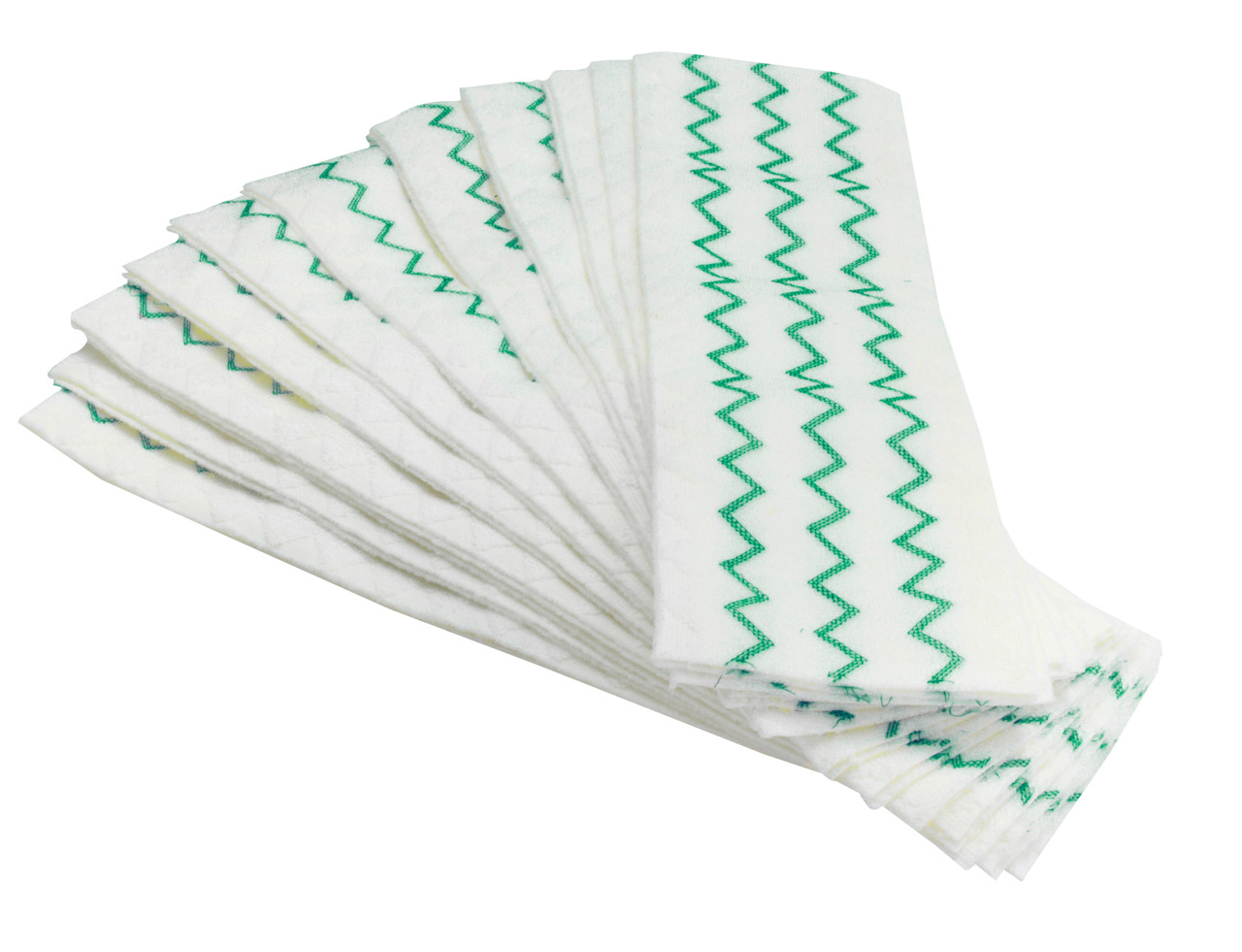 2135889 - Rubbermaid HYGEN™ Disposable Microfibre Mop Pad - Green - Woven zigzag scrubbing pattern removes dirt, debris and stubborn stains