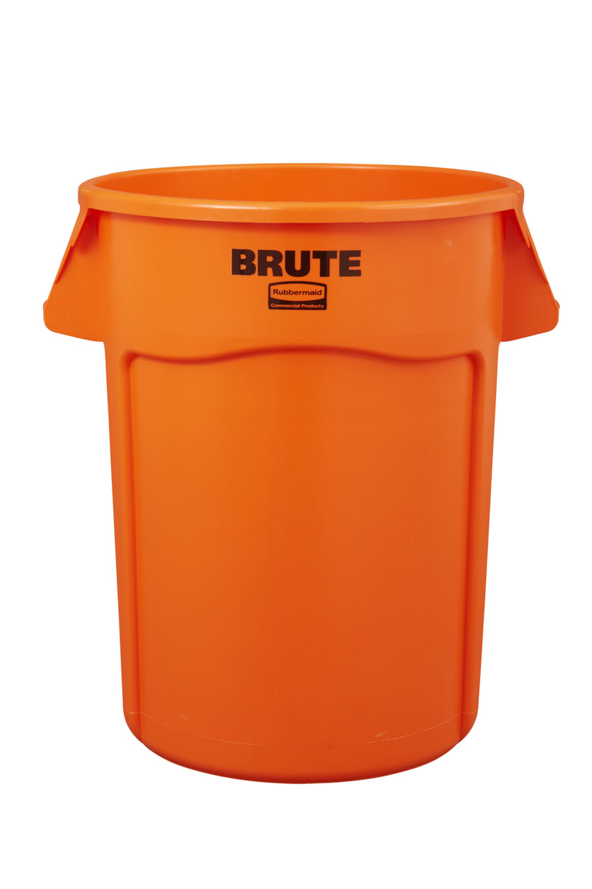 2119308 - Rubbermaid Brute Container - 121.1 L - Hi-Visibility Orange - Fluorescent colouration makes it easier to spot against a variety of backdrops for improved safety and identification