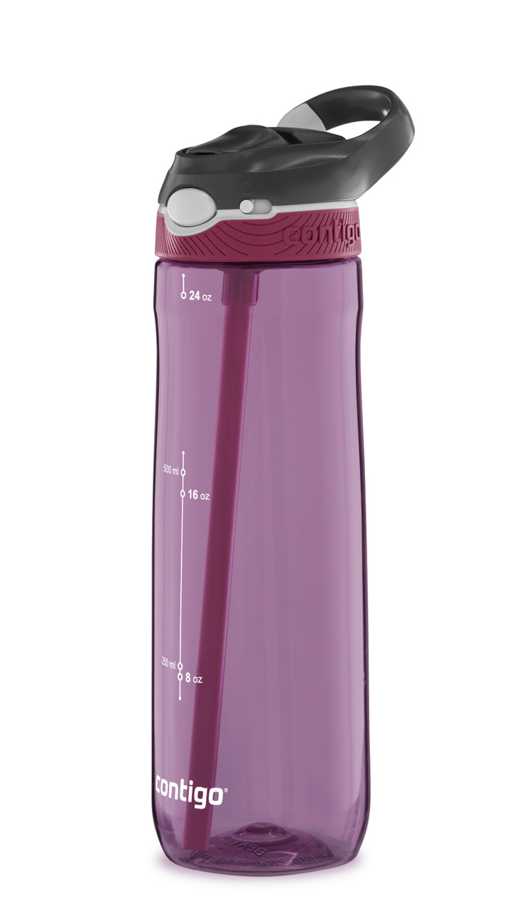 2106518 - Contigo Ashland Water Bottle - 720ml - Passion Fruit - Leak and spill-proof hydration solution for walkers, ramblers, hikers, runners, travellers, commuters