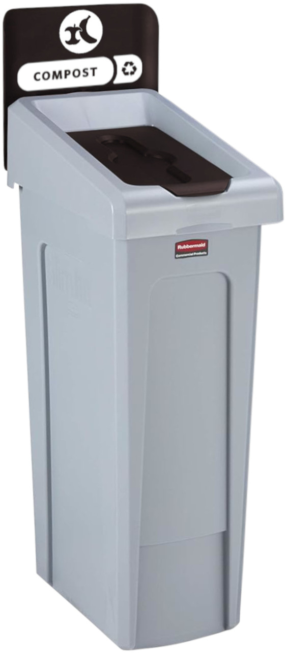 2185051 - Rubbermaid Slim Jim Recycling Station - 87 Ltr - Compost (Brown)