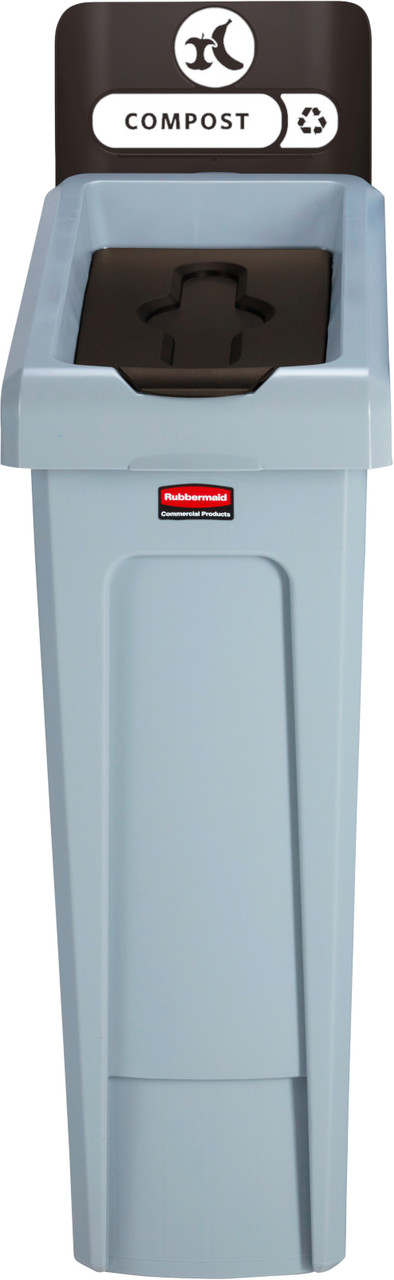 2185051 - Rubbermaid Slim Jim Recycling Station - 87 Ltr - Compost (Brown) - Front