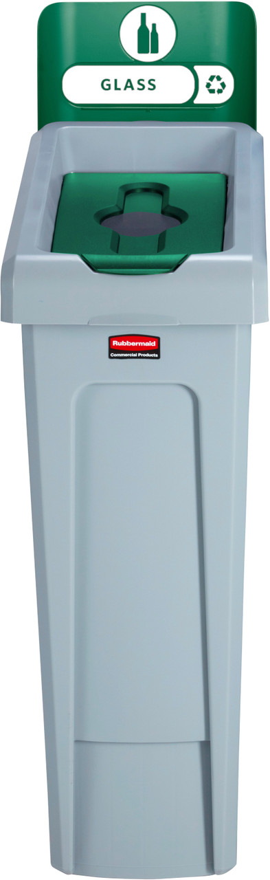 2185057 - Rubbermaid Slim Jim Recycling Station - 87 Ltr - Glass Recycling (Green) - Front