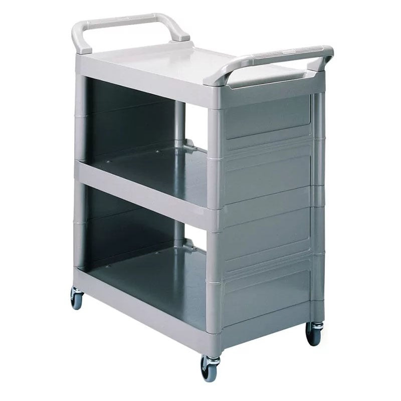 Rubbermaid Utility Cart Closed 2 Sides Platinum Fg342100plat