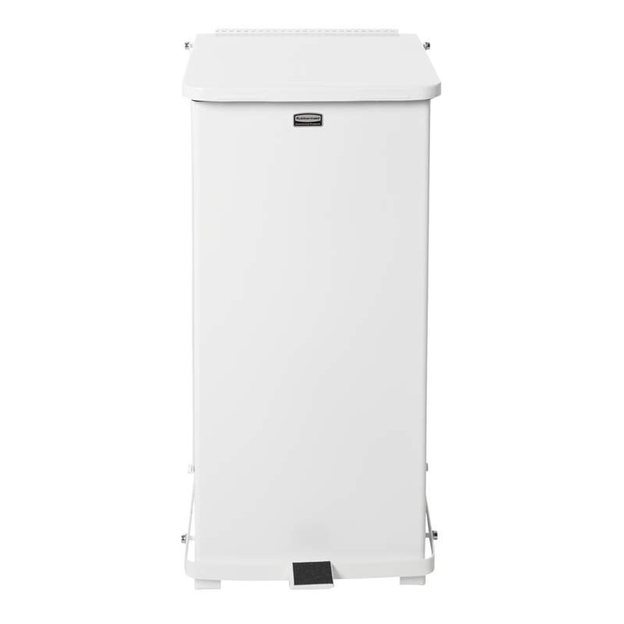 Rubbermaid Defender Square Pedal Bin with Plastic Liner - 49 Ltr - White