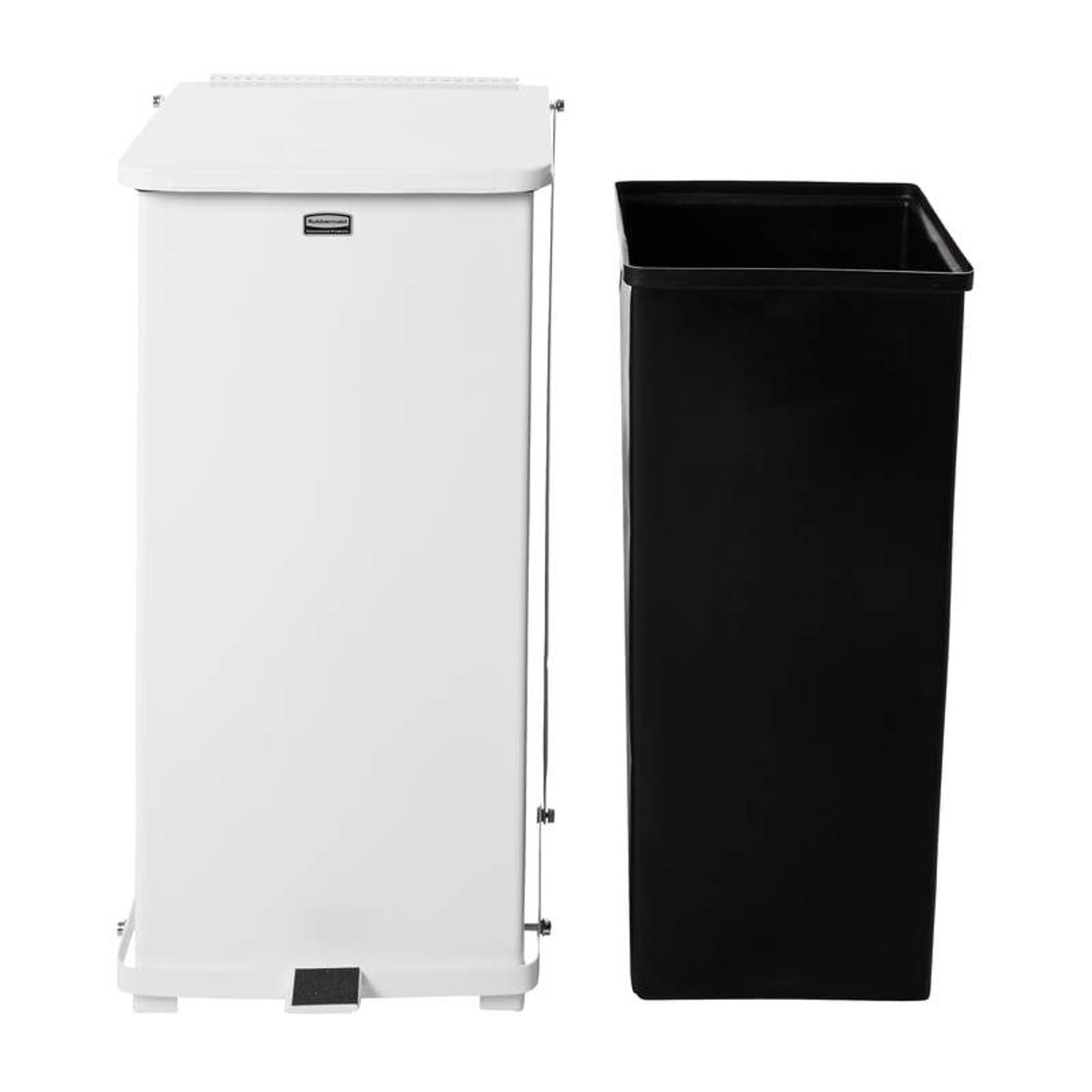 Rubbermaid Defender Square Pedal Bin with Plastic Liner - 49 Ltr - White