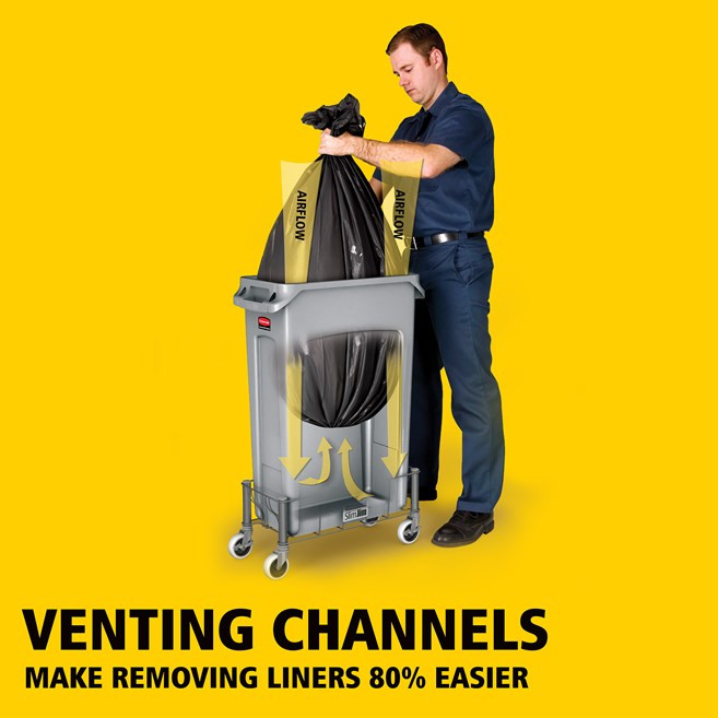 Rubbermaid Slim Jim with Venting Channels - 87 Ltr - Black