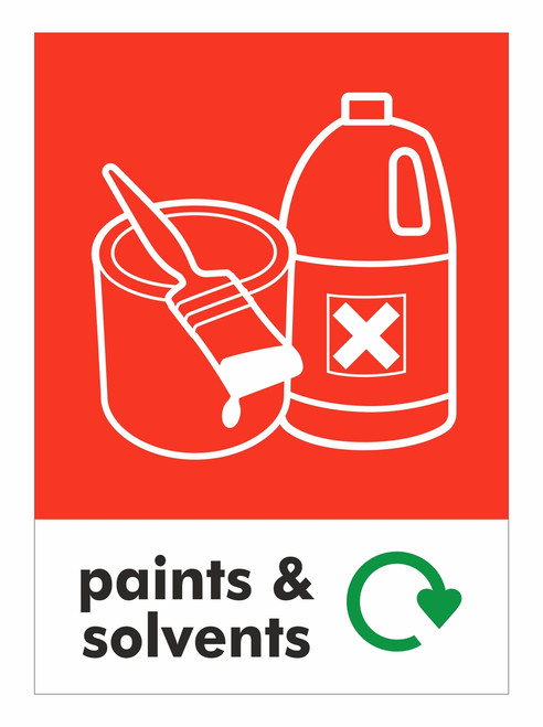 Large A4 Waste Stream Sticker - Paints & Solvents