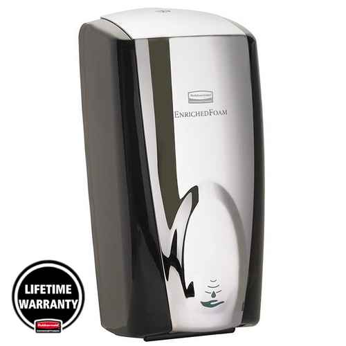 Rubbermaid Black/Chrome Autofoam Dispenser with Alcohol Free Hand Rub Promotional Kit