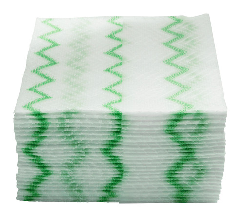 2136052 - Rubbermaid Disposable Microfibre Cloth - Green - Zig-zag scrubbing pattern capable of effectively removing dirt, debris, grime and stubborn stains