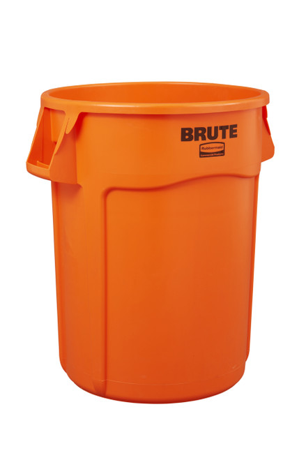 2119308 - Rubbermaid Brute Container - 121.1 L - Hi-Visibility Orange - Durable polyethylene waste container that is can withstand tough, busy environments