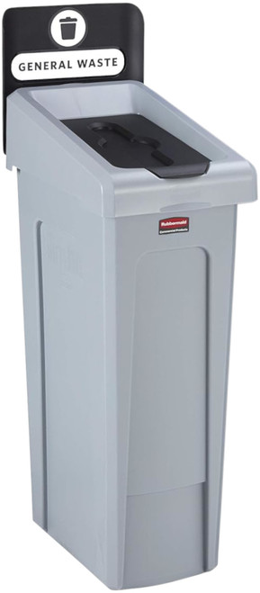 2185053 - Rubbermaid Slim Jim Recycling Station - 87 Ltr - General Waste (Black)