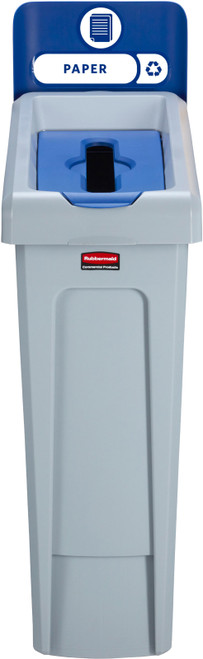 2185054 - Rubbermaid Slim Jim Recycling Station - 87 Ltr - Paper Recycling (Blue) - Front