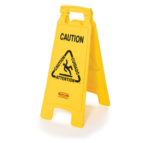 Rubbermaid 2 Sided Floor Sign - Multilingual Caution Wet Floor Symbol